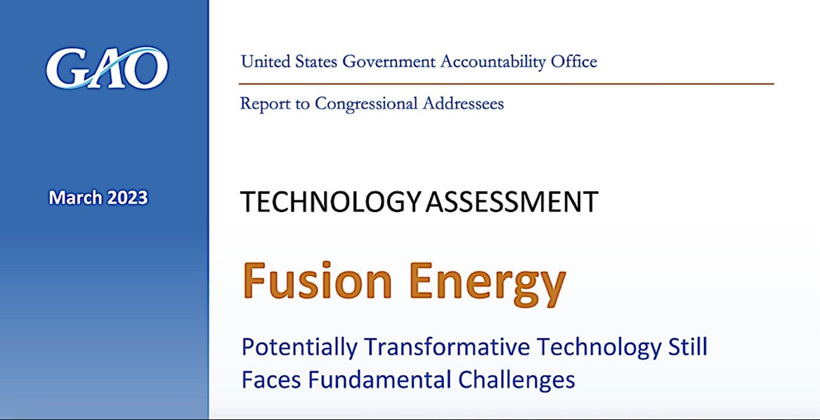 New GAO report focuses on fusion -- ANS / Nuclear Newswire